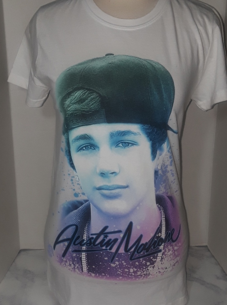 Austin Mahone white tshirt sz L youth